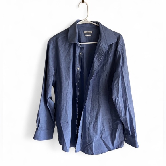 Haggar Blue Square Classic Fit Men’s Button Down Long Sleeve Dress Shirt - Picture 1 of 3